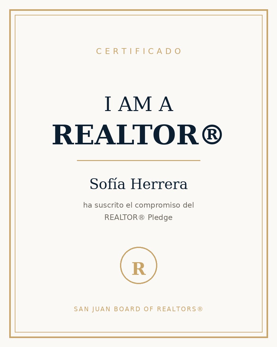 Certificado REALTOR® — Sofía Herrera